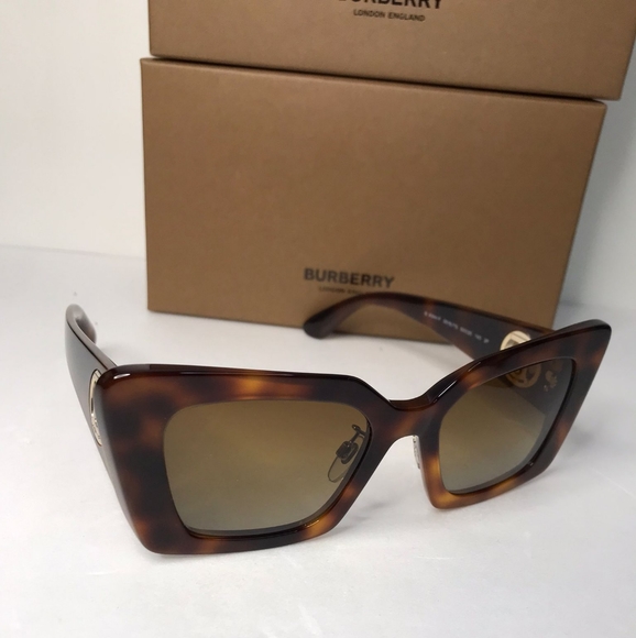 💯 OriginBurberry BE4344 Women's Square Polarised Sunglasses, Light Havana/Brown - Picture 1 of 14
